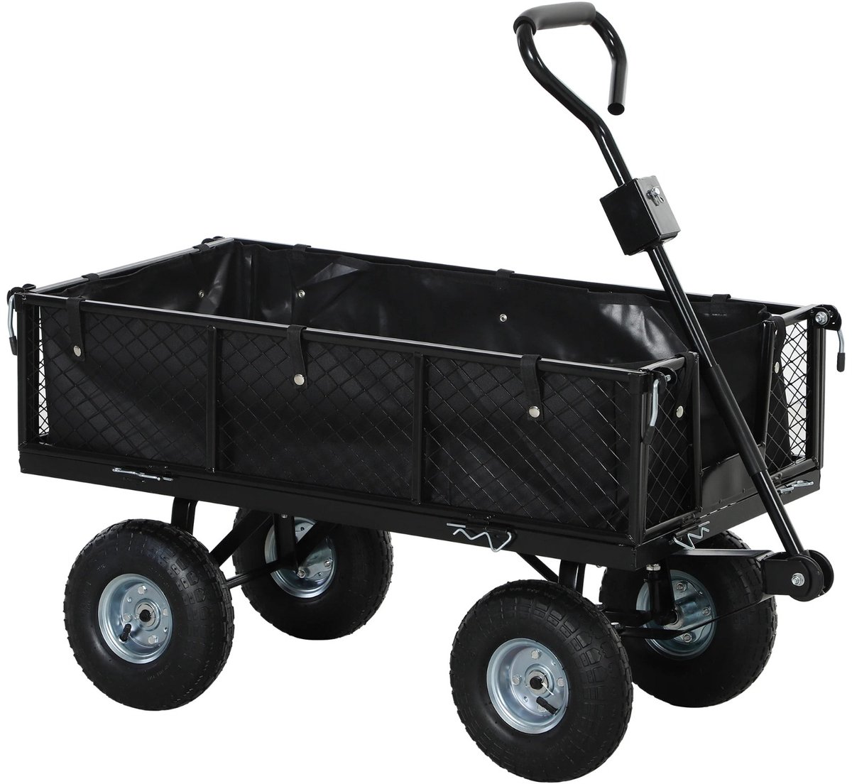 Atlasyx bolderkar - Bolderwagen - Transportkar - Strandkar - Transportwagen - 114 L - 300 kg Draagkracht - 105 x 51 x 54cm - Zwart