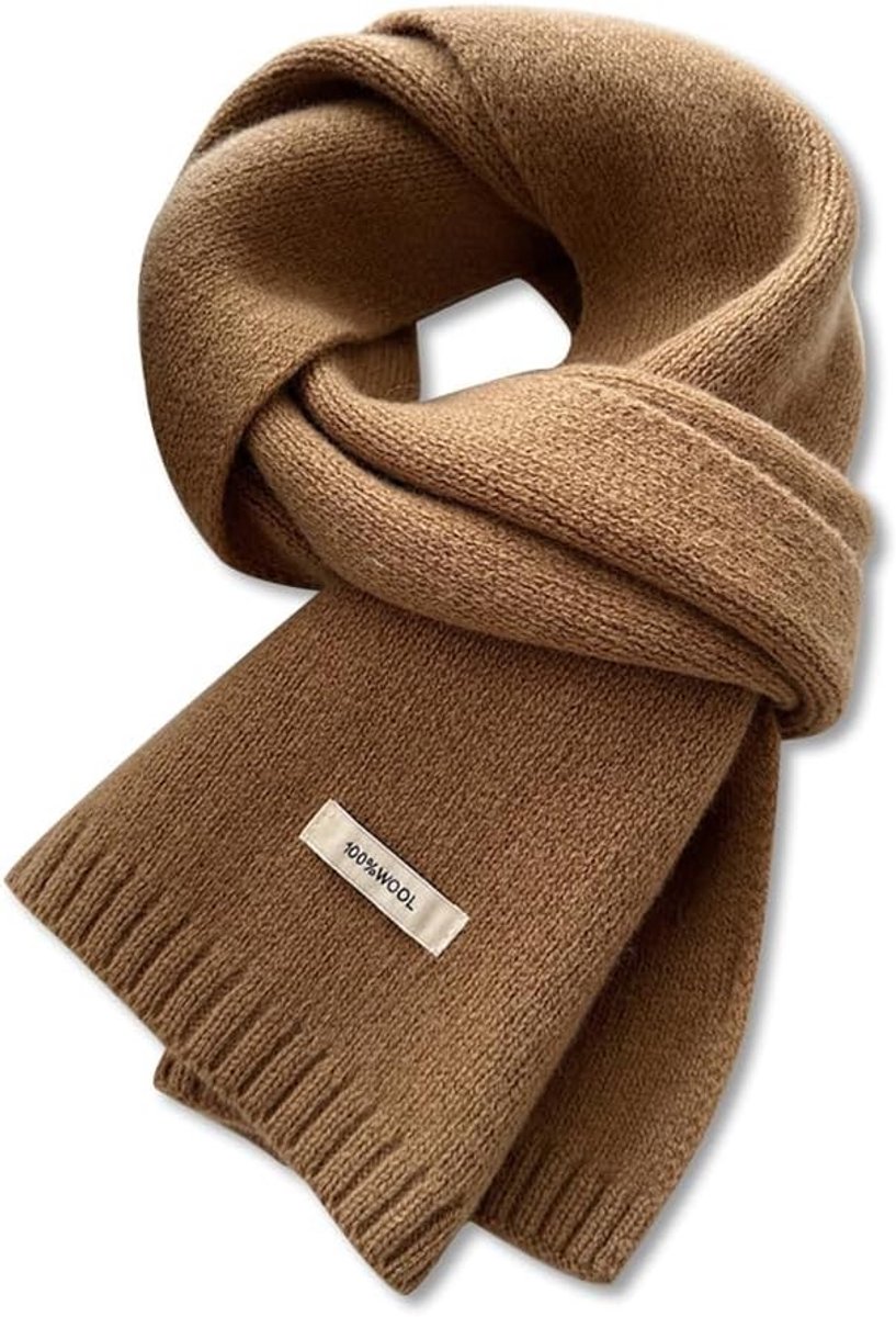 Winterse gebreide sjaal voor dames en heren van Australische wol, eenvoudig en warm, 160×20 cm