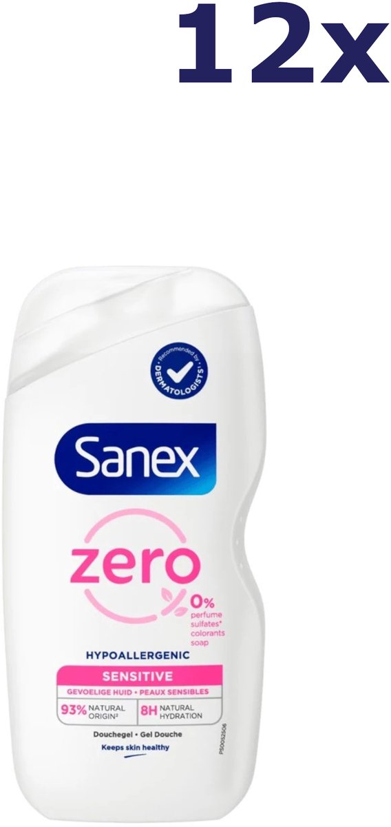 12x Sanex Douche Zero% Sensitive Skin Douchegel 400 ML