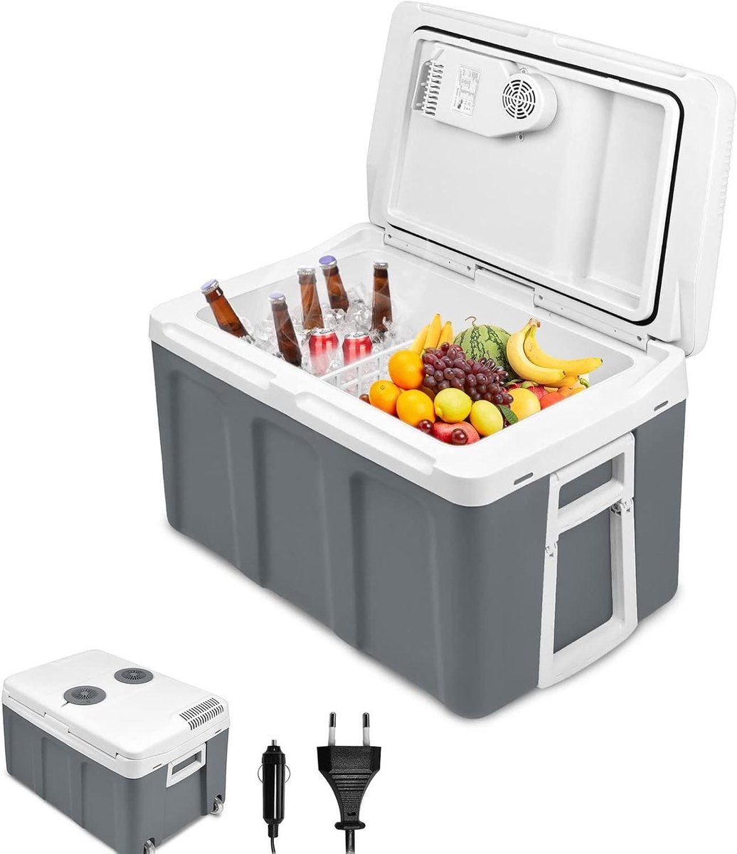 Elektrische Koelbox - Warmhoudbox - Onderweg Gebruiken - Dubbele Spanning - 48 Liter - Grijs