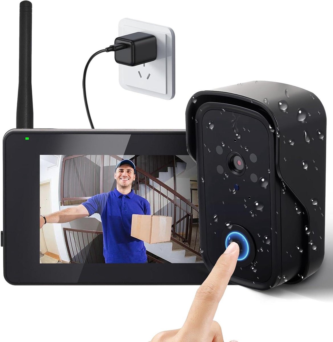 Draadloze Deurbel - Met Camera - Beveiliging Thuis - Full HD Opname - 19x15x5 cm - Zwart