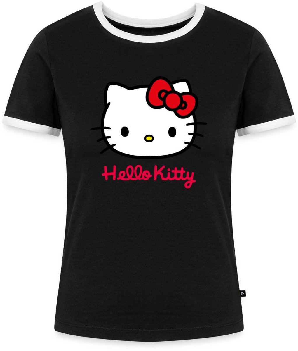 Hello Kitty Klassiek Portret Hello Kitty Tekst Vrouwen Contrast Shirt