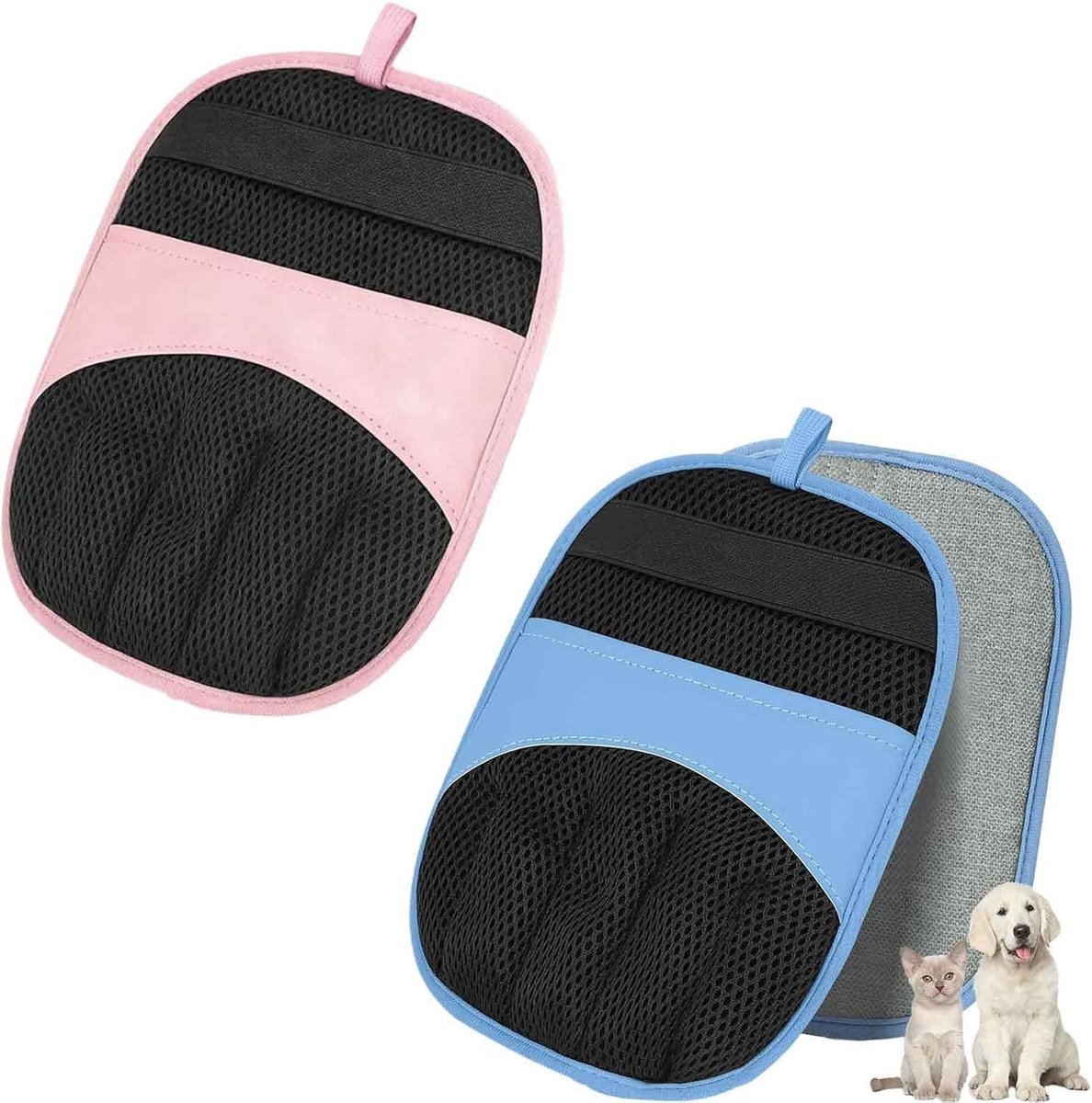 Handschoenen voor het verwijderen van dierenharen, massage en reiniging voor katten en honden, ideaal voor meubels en kleding, 2 stuks