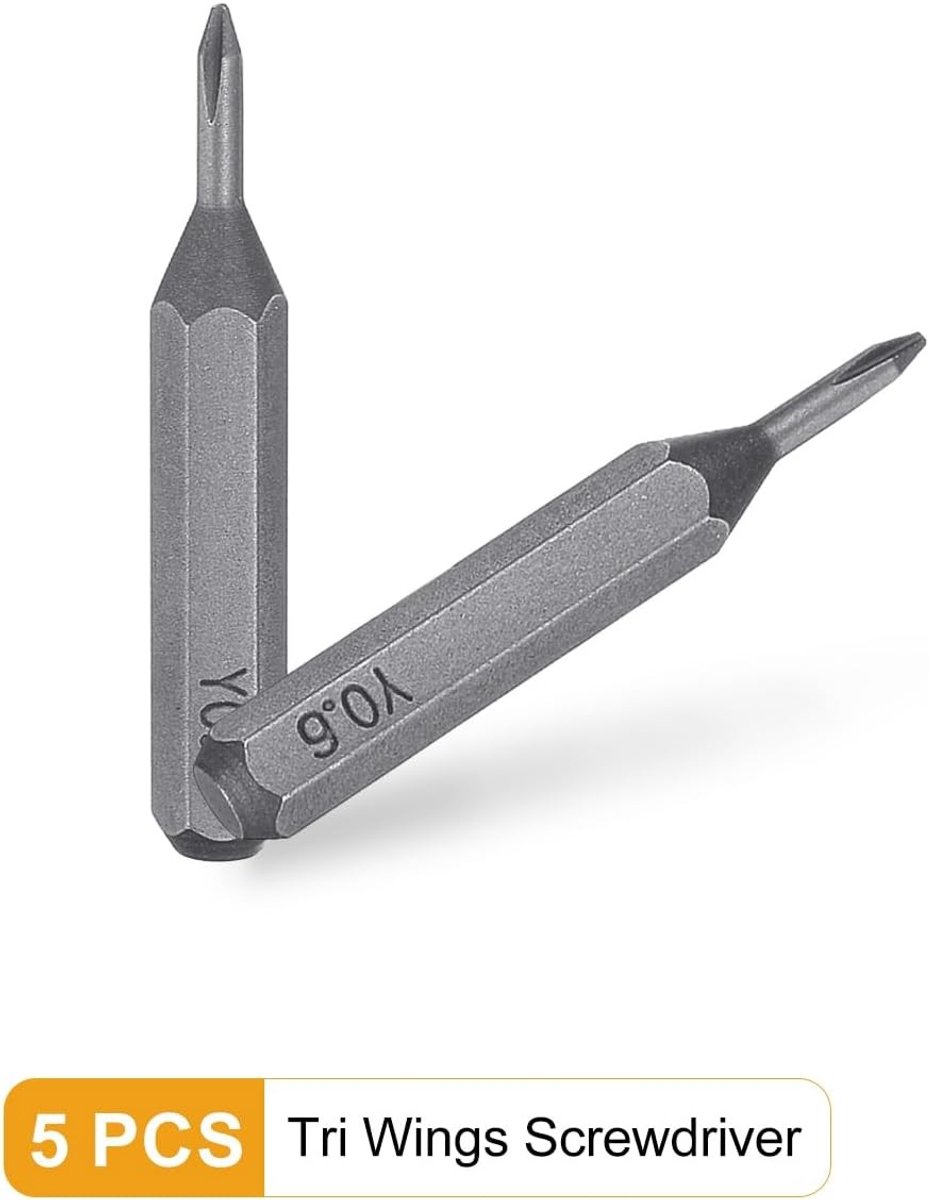 Set van 5 Y-vormige schroevendraaierbits met magnetische hex shank, S2 staal, 28mm lengte voor accu schroevendraaiers