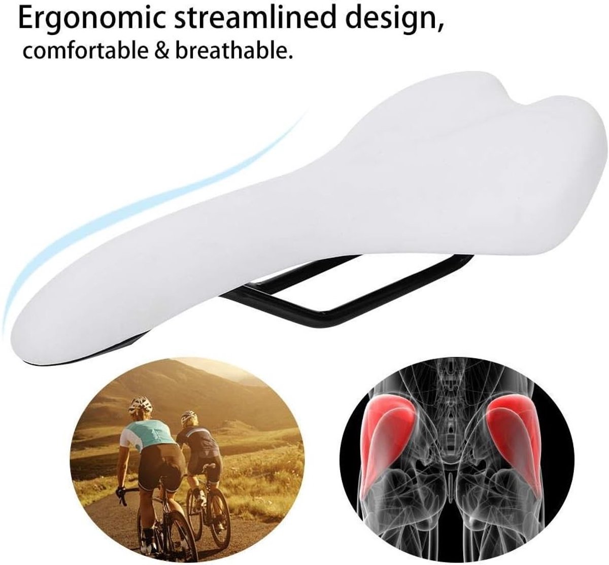 Comfortabele Fietszadel van PU, Ergonomische Fietsstoel, Fietsaccessoires voor Mountainbike en Stadsfiets