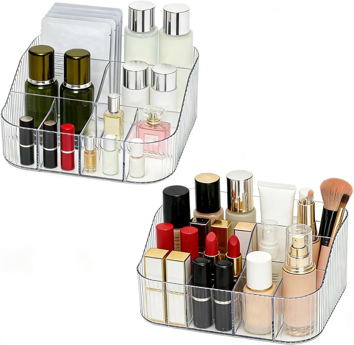 Multifunctionele Make-up Organizer met 7 Compartimenten, Transparant en Ruim voor Kwasten, Eyeliners en Lipstick