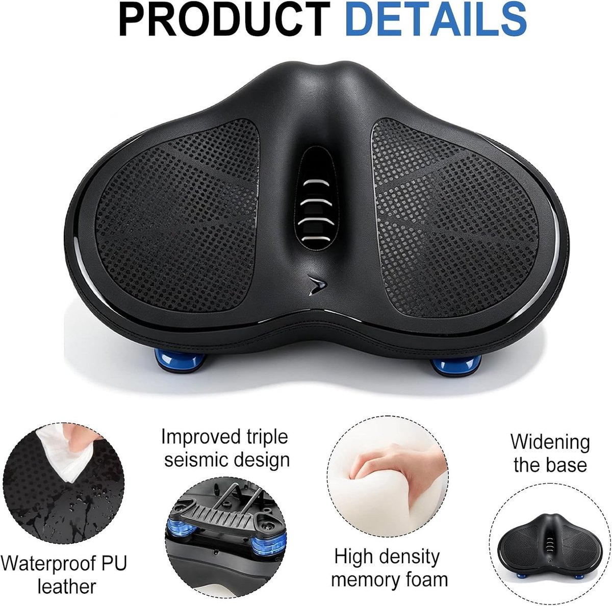 Oversized Fietszadel - Ergonomisch - Voor Dames en Heren - Met Traagschuim