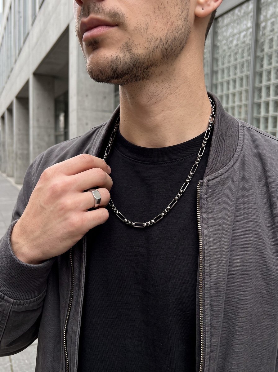 Stalen fantasie jasseron ketting zwart RVS - 60cm - Waterbestendig