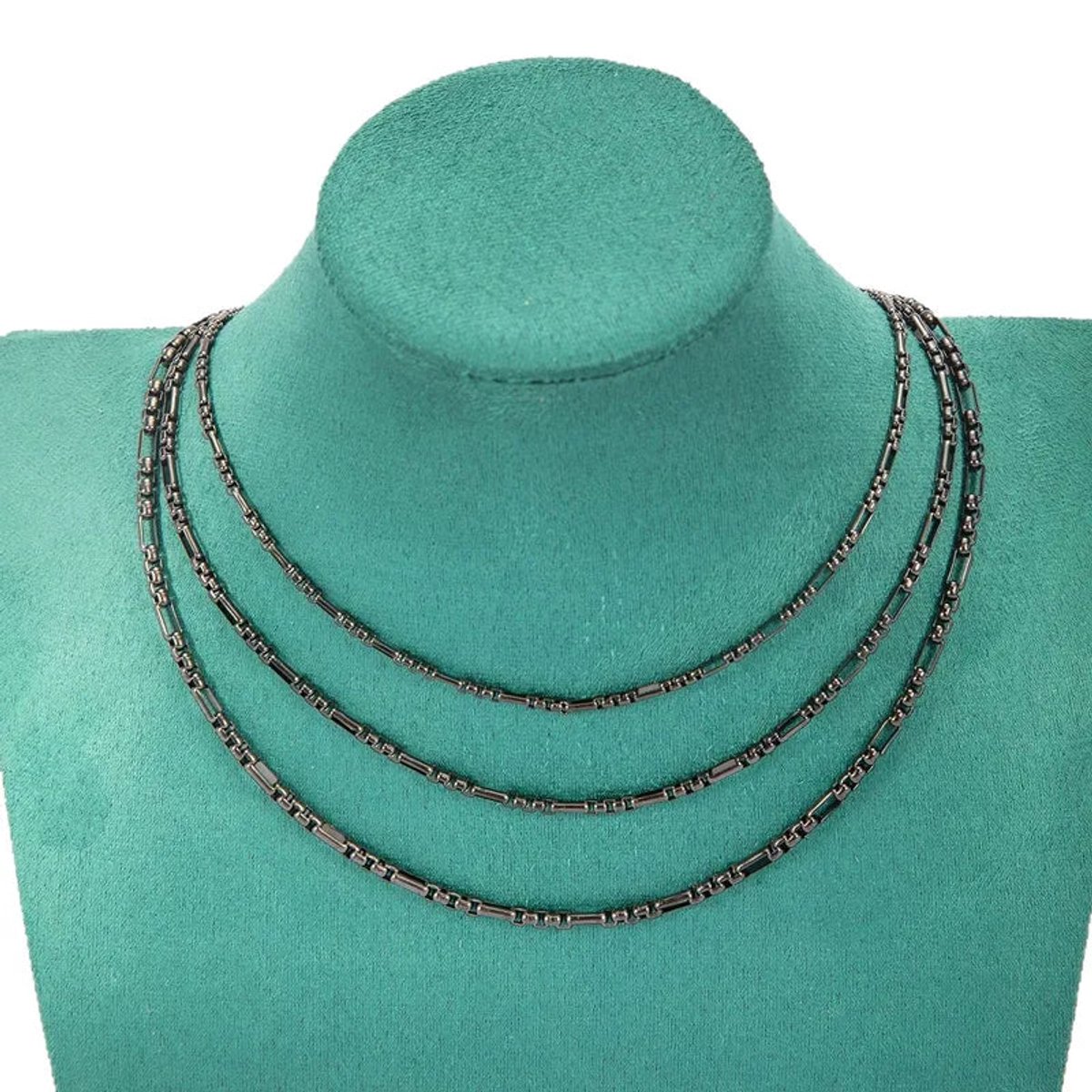 Stalen Fantasie Jasseron Ketting Zwart RVS – 3mm - 50cm