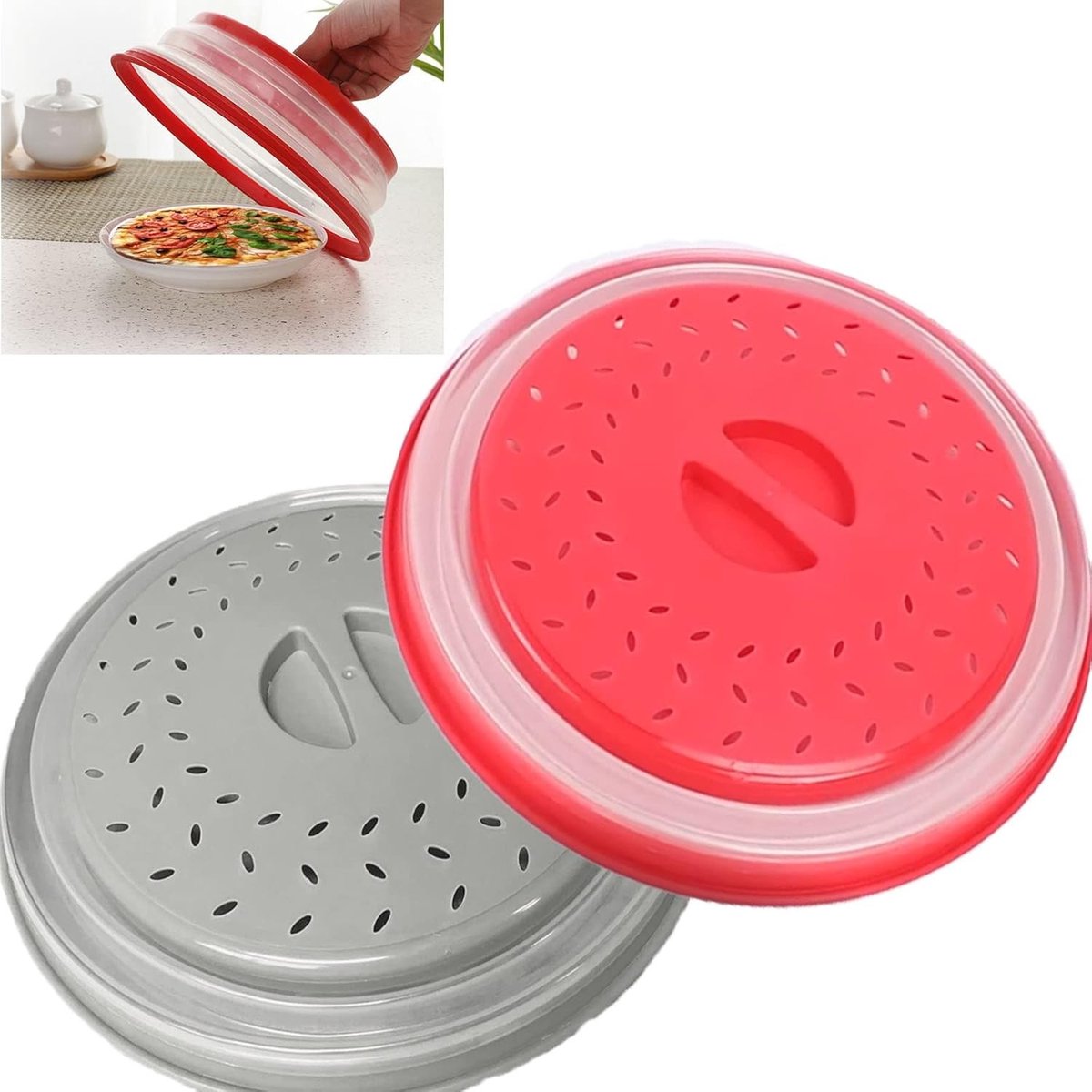 2-delige Magnetron Deksel, Vouwbare Splash Cover voor Magnetron, Geschikt voor Voedsel en Groenten, Ideaal voor Warmen en Wassen van Eten