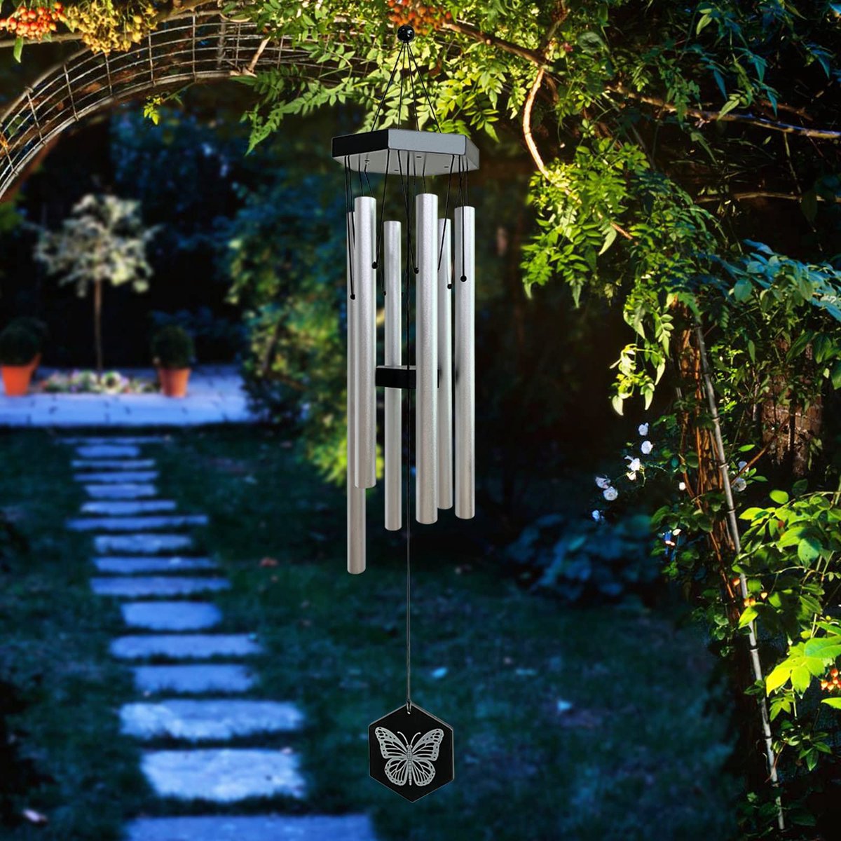 Fonmy Handgestemde windgong met de hand, duurzame prachtige 6 aluminium buizen, perfecte decoratie voor tuin, terras - ShopVlot