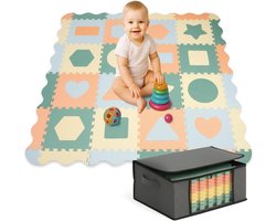 Cantoblanc® Puzzelmat Baby 140x140 cm EVA Foam Kruipmat Zacht Pastelkleuren - ShopVlot