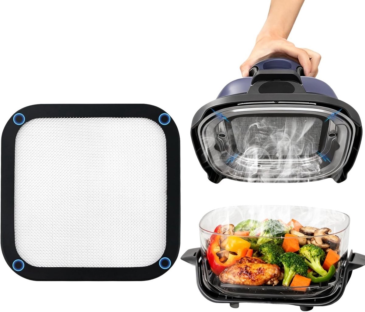 Effectieve anti-spat deksel voor Airfryer, siliconen mudguard, bescherming tegen spatten en hitte