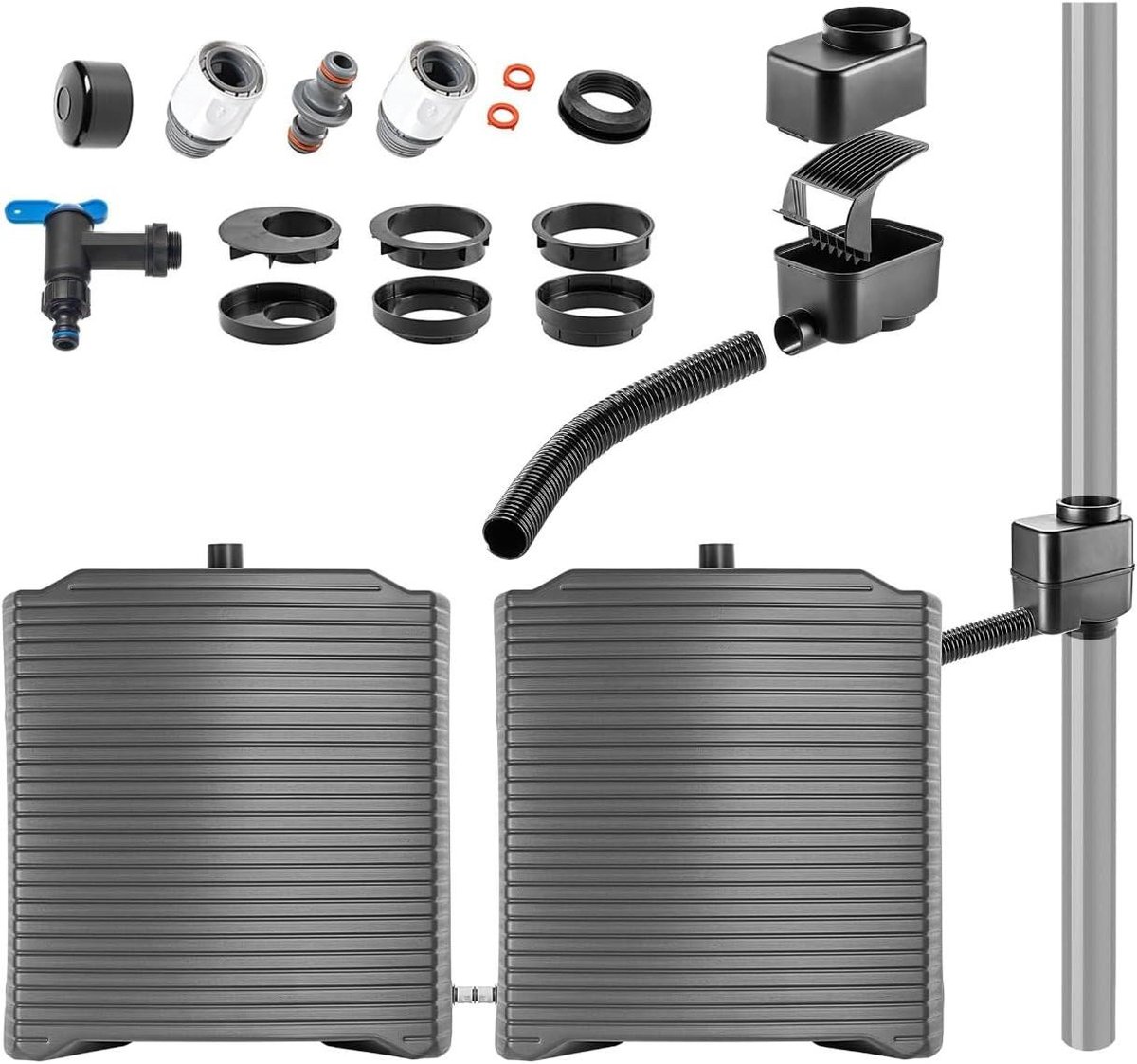 Regenton - Watertank Tuin - Water Verzamelen - Modulaire Constructie - 126 Liter - Antraciet