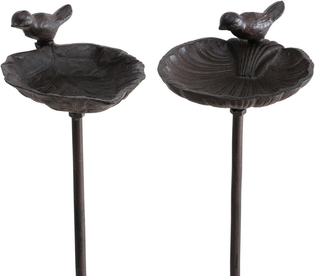 Vogelbad op paal - Tuindecoratie - Vogels voeren - Gietijzeren ontwerp - 98 cm hoog - Brons