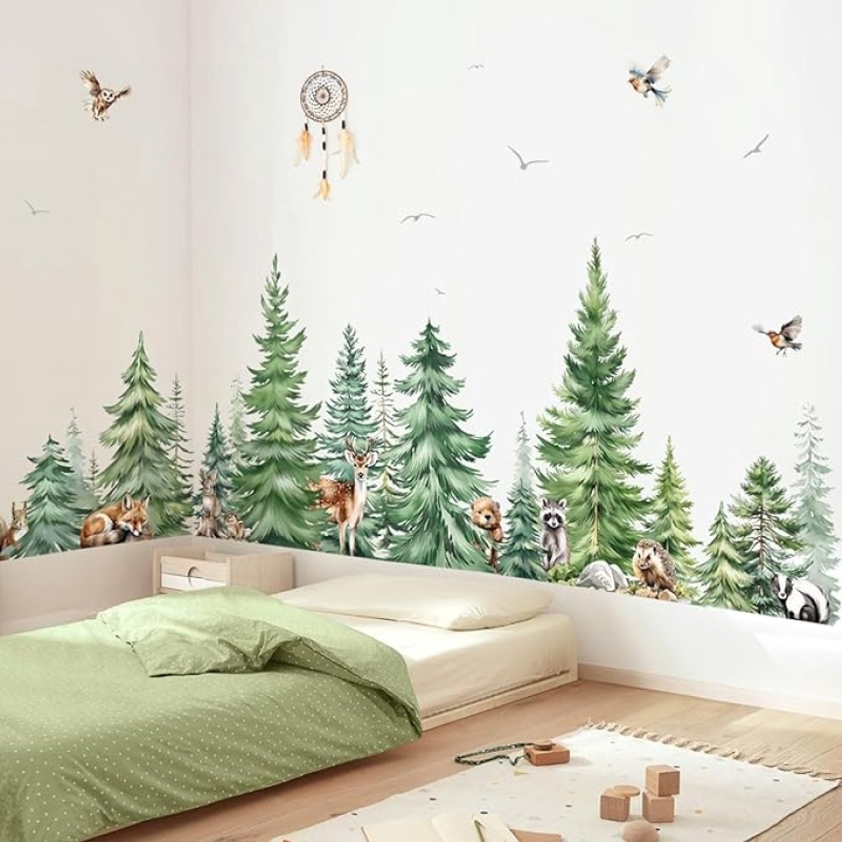 Muursticker Bos met Dieren - XL - 231 cm - Verwijderbaar en Waterdicht