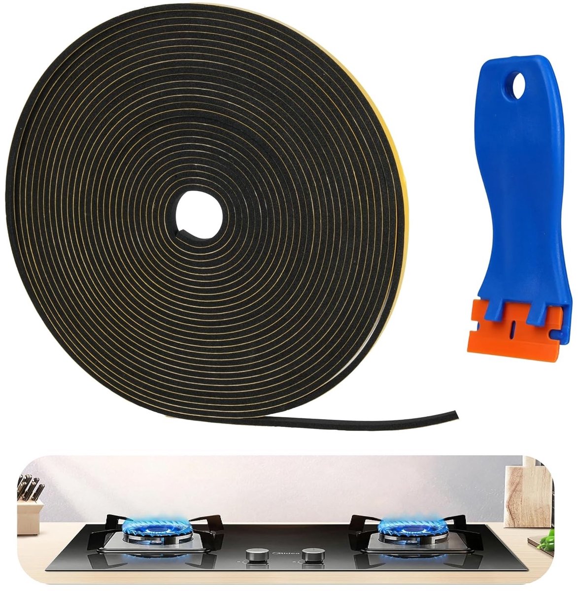 Zelfklevende Schuimafdichting 5 m voor Raam en Fornuis, 6 x 3 mm, Afdichtstrip voor Keuken en Wasbak, Geluidsisolatie en Warmtebescherming