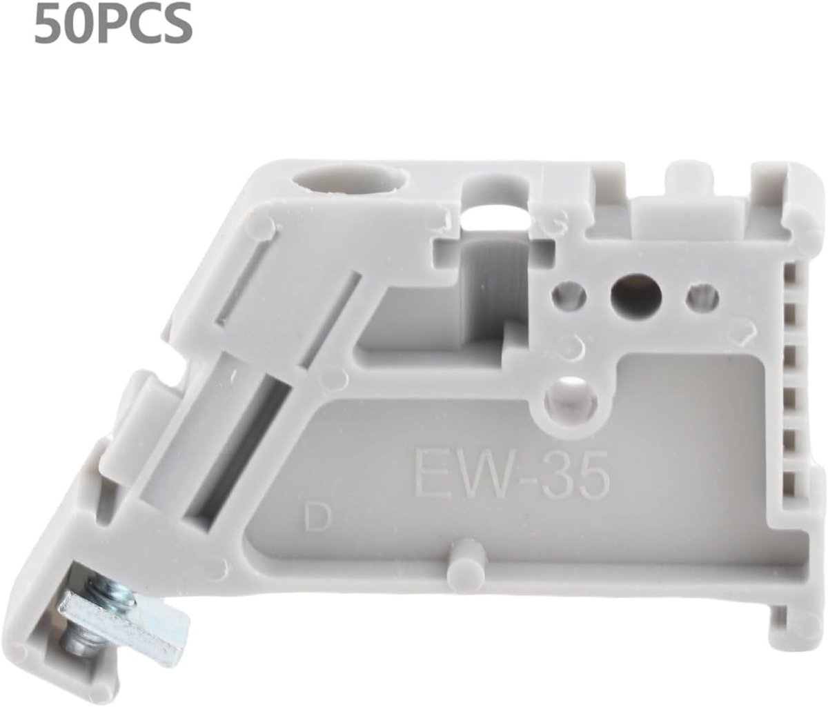 35mm Din Rail Klemmen Blok Terminal Stopper Bevestigingsclips voor Elektrische Distributie - 50 Stuks Grijs Schroefbevestiging