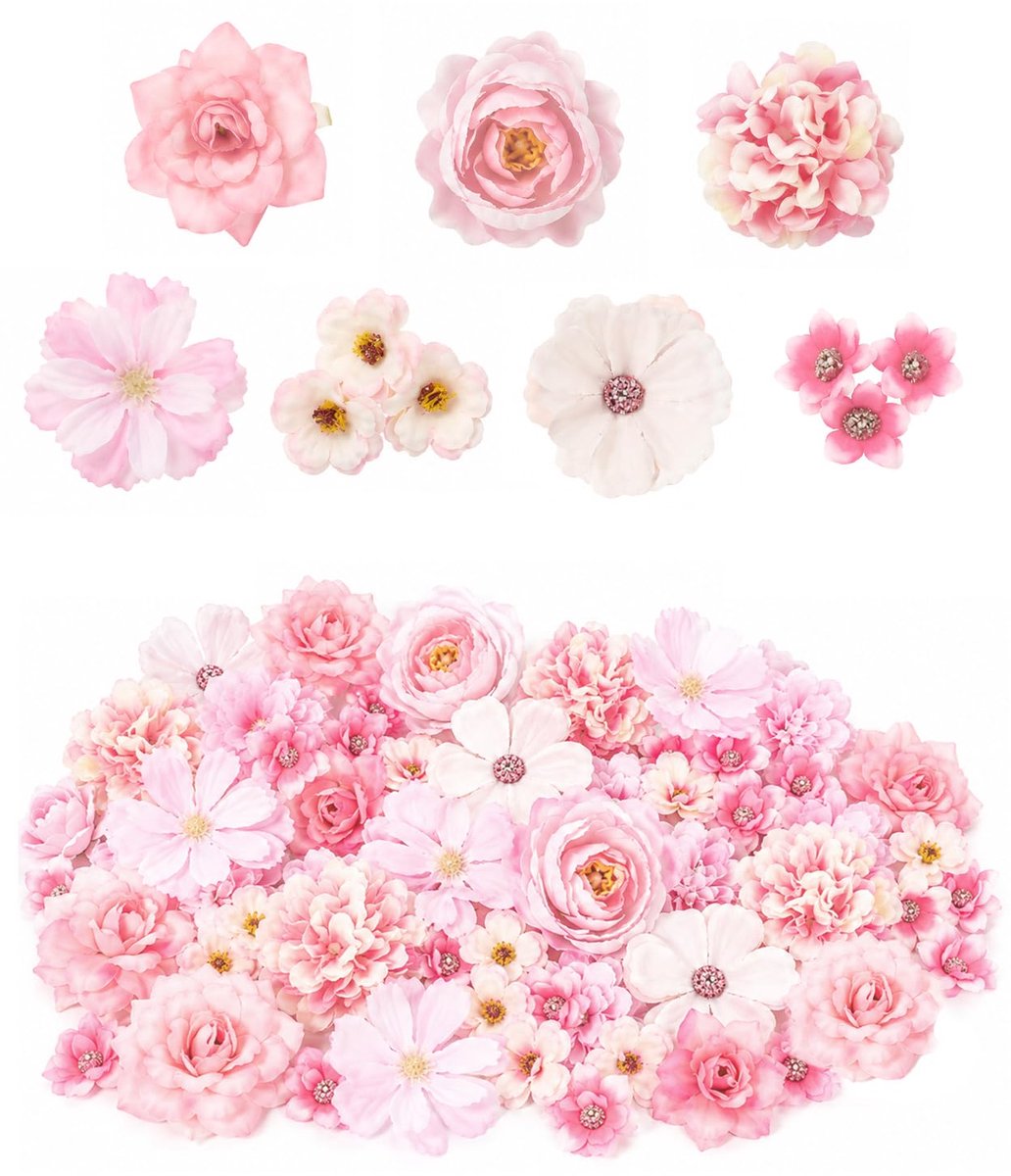 Kunstbloemen 50 stuks - Klein - Roze - Taartdecoratie voor bruiloft - ShopVlot
