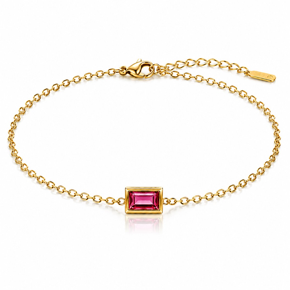 Maevi® Geboortesteen Armband - Maand: Juli - Kleur: Goud - Hoge Kwaliteit - Armbandje - Geboorte Steen / Birth Stone Bracelet - Roestvrijstaal / RVS / Stainless Steel - Verkleurt Niet - Incl Luxe Verpakking - Cadeau - Geboortecadeau / Kraamcadeau
