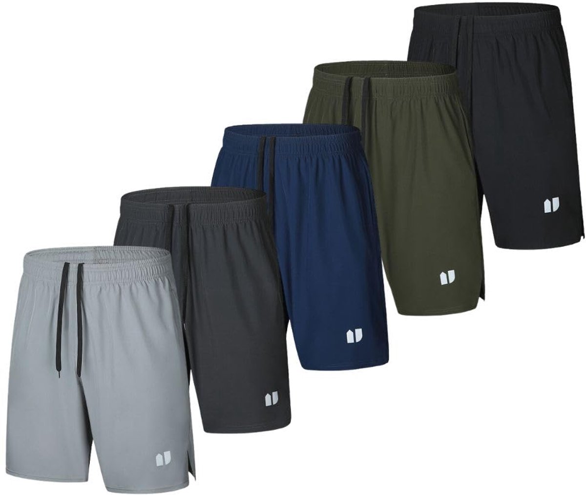 Bsrpolry Hardloopshorts voor heren, sneldrogend, 5 stuks, sportshorts met zakken en elastische tailleband, zwart - ShopVlot