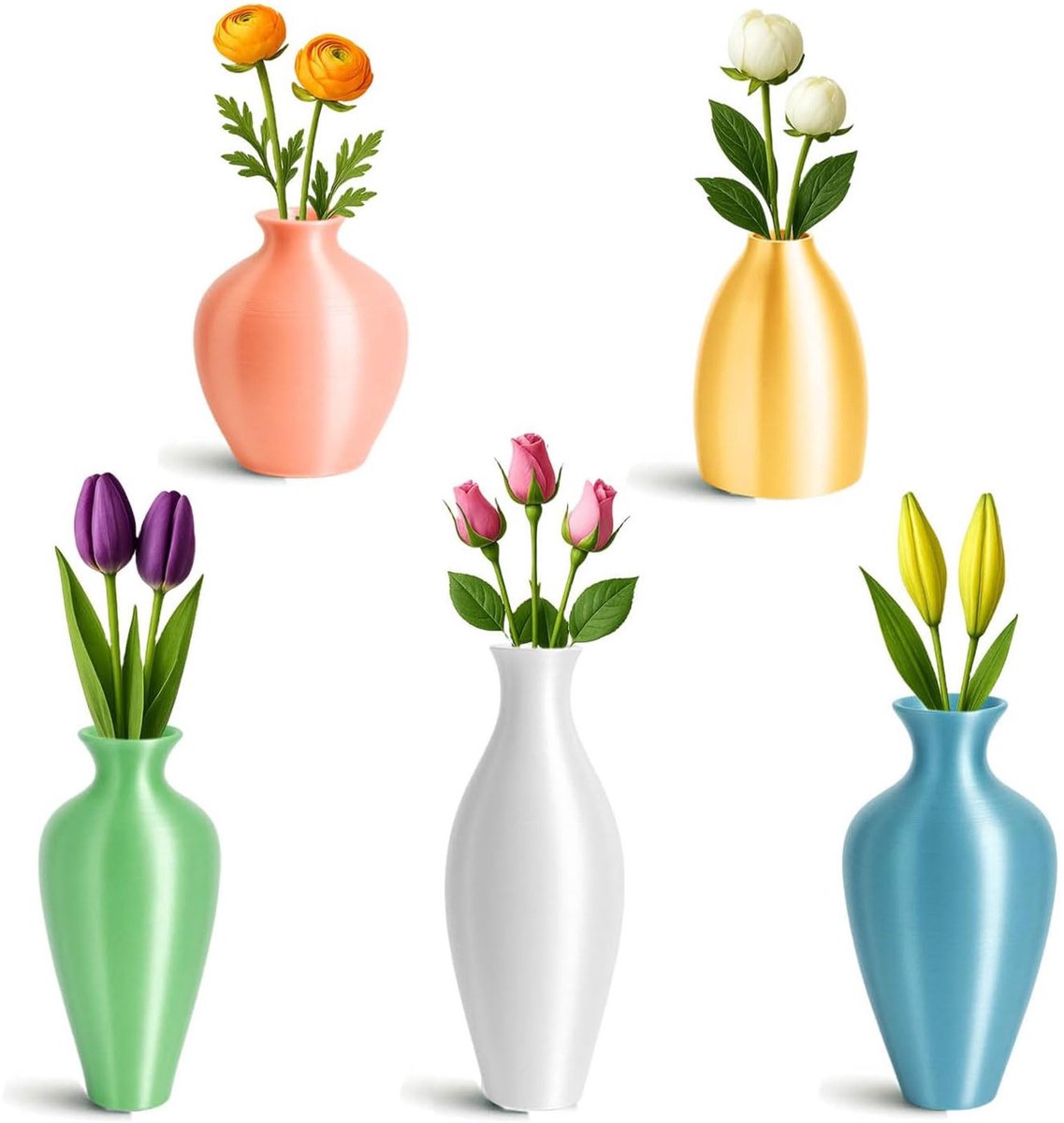 Mini-vaasmagneten 5 stuks - Schattige koelkastdecoratie - Kleine bloempotten voor plantenliefhebbers - ShopVlot