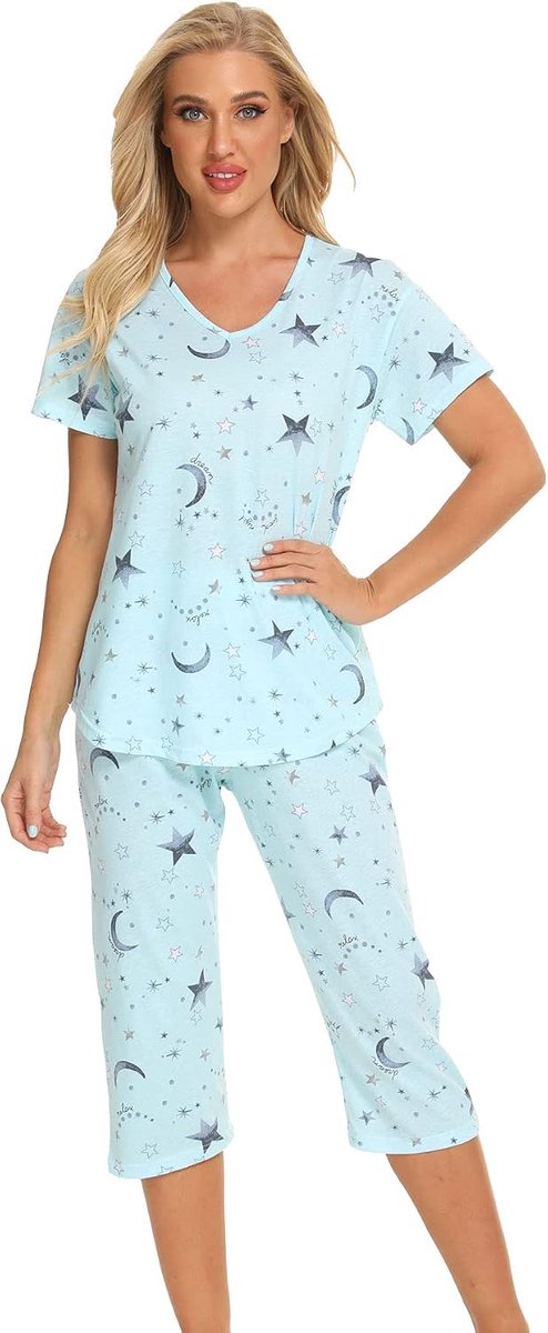 Women Pajamas Set Sleeveless Loungewear Capri Pants for Women Ladies Girls Students Cotton Spring Summer Pajamas Set - ShopVlot