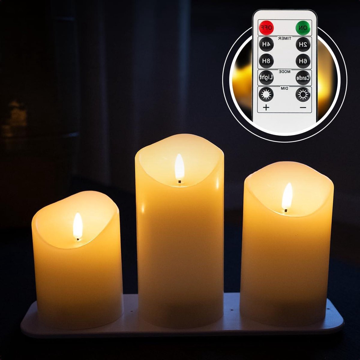 LED Kaarsen - Oplaadbaar Theelicht - Sfeer Creëren - Met Afstandsbediening - 3 Stuks - Wit