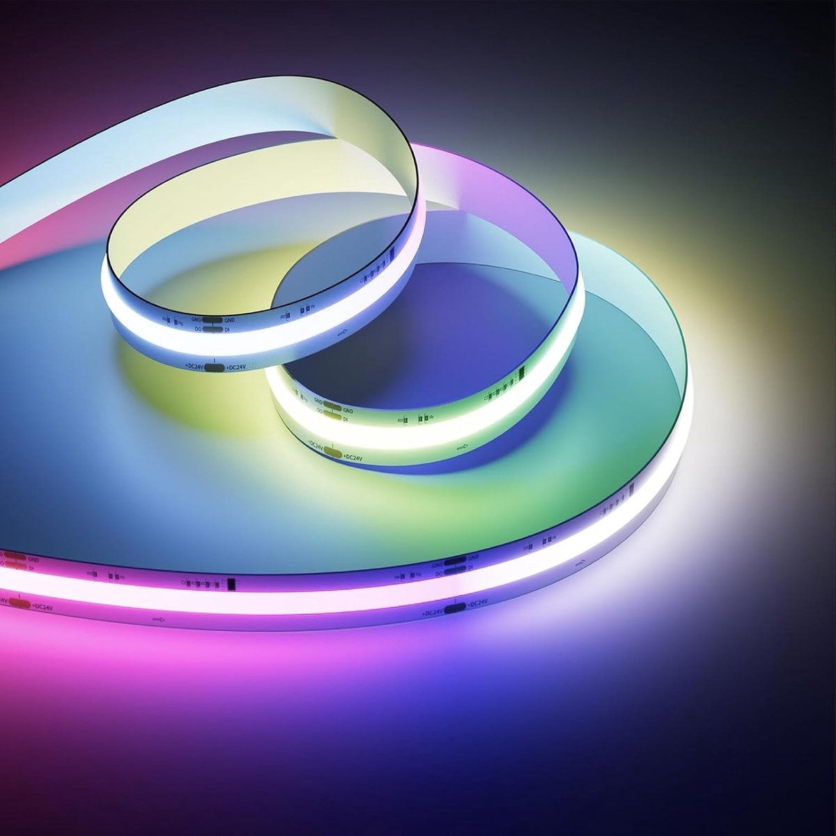OULARA COB LED Strip RGBIC Pixel Addressable 6M,DC24V color changing LED strip 630LEDs/m multicolor and white tape - ShopVlot