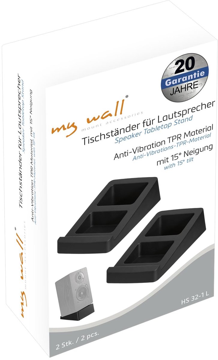 tafelstandaard voor luidsprekers HS32-1L - 2-pack - belastbaar tot 3 kg - trillingsdempend - ShopVlot