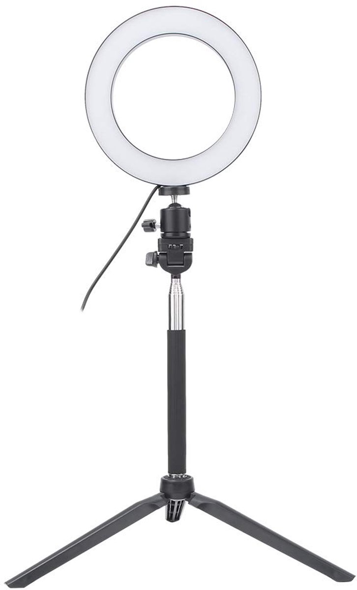 LED-foto-invullicht 6 Inch - Draagbare studioverlichting - Inclusief desktopstatief - Perfect voor selfies - ShopVlot