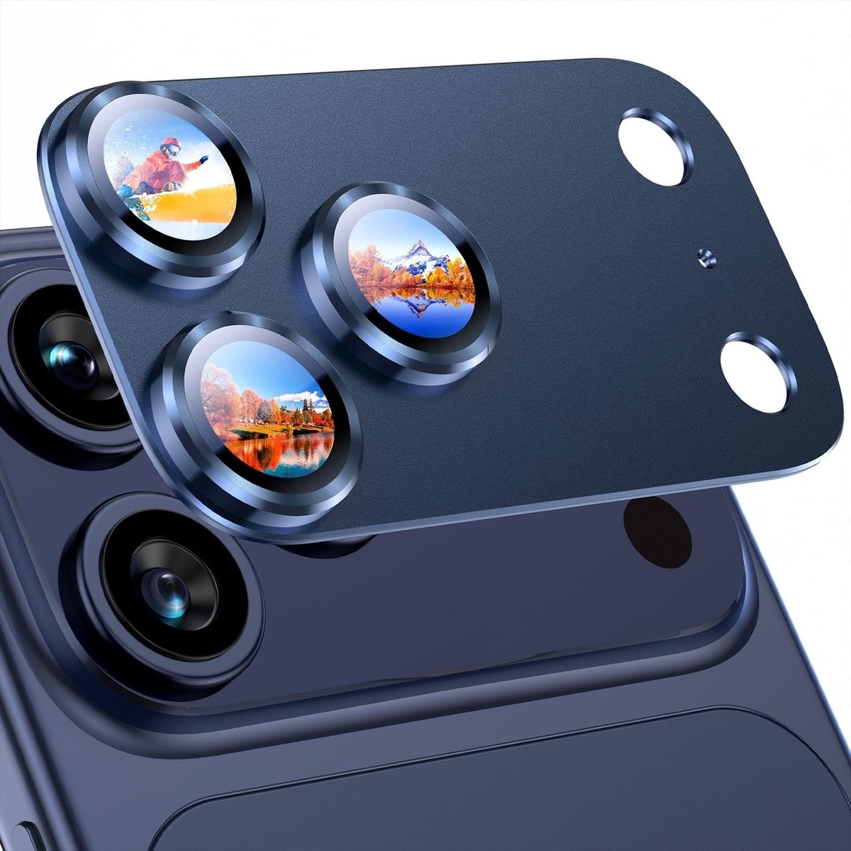 Camera Lens Screen Protector Navy Geschikt voor iPhone 17 Pro Max Camera Lens Protector - Matte Metal Plate Full Coverage
