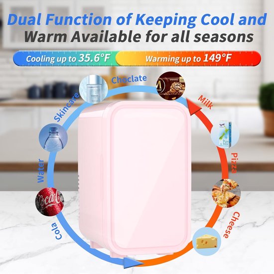 Mini Koelkast - Draagbare Cooler - Dranken Koelen - Thermo-elektrisch - 6 Liter Capaciteit - Roze — afbeelding 4