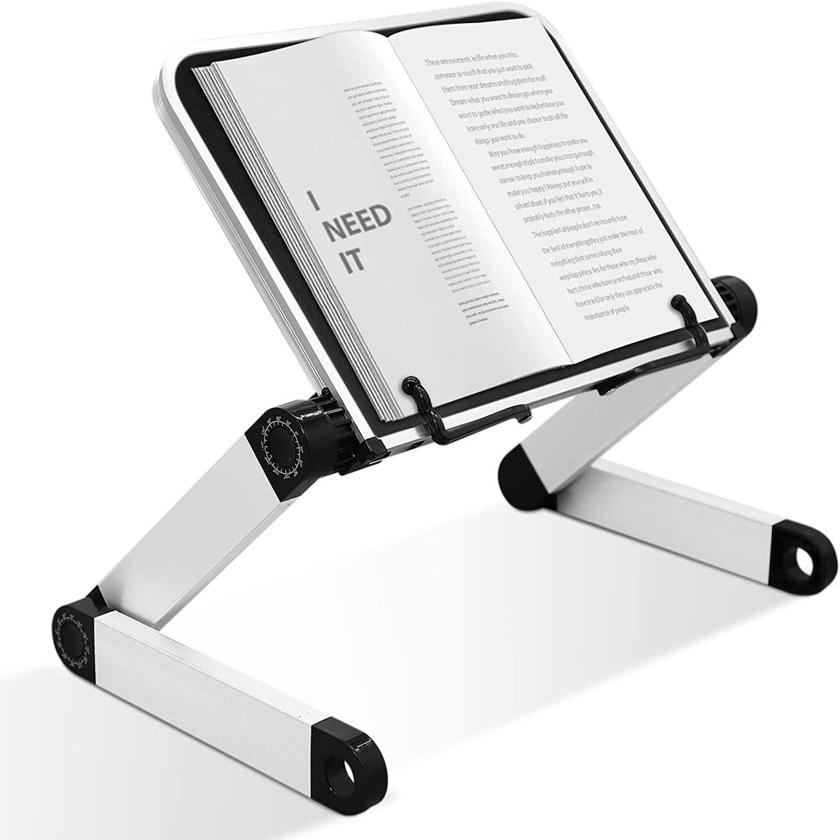 LYFETC Zwarte boekenstandaard, leesstandaard met steunpoten, hoekverstelbaar, ergonomisch, boekenhouder voor grote - ShopVlot