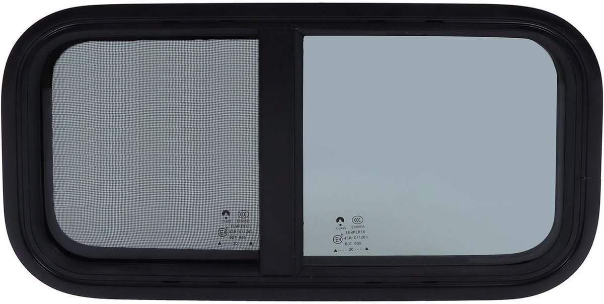 Raam voor Motorhomes en Trailers 600x300mm met Scherm - Verticaal en Horizontaal Schuifraam voor Bouwvoertuigen en Recreatievoertuigen