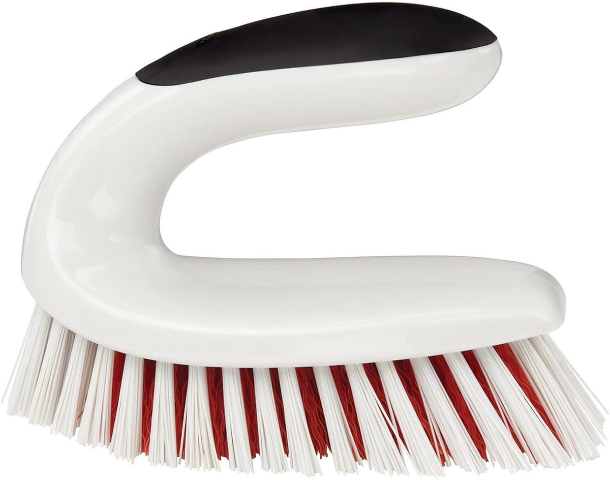 Schrobborstel - Reinigingsborstel - Hardnekkig vuil - Knokkelbescherming - Ergonomisch handvat - Wit