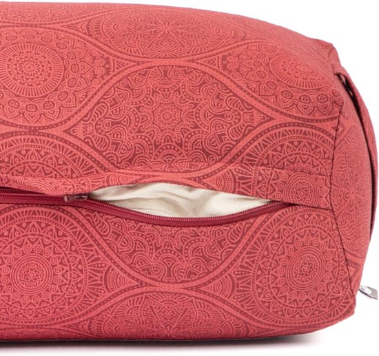 Yoga Hulpmiddel - Steun Kussen - Ontspanningsoefeningen - Afneembare hoes - 60x25x17 cm - Donkerrood — afbeelding 2