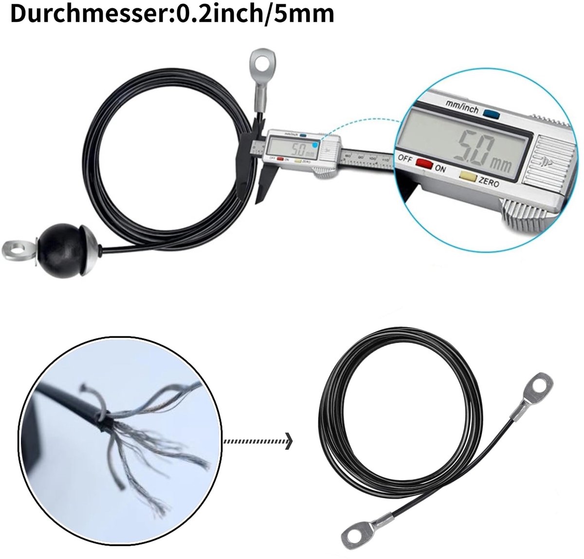 Fitness Kabel Draad 3m - Staalkabel voor Lattrek - Duurzaam en sterk - Ideaal voor thuisgym - ShopVlot