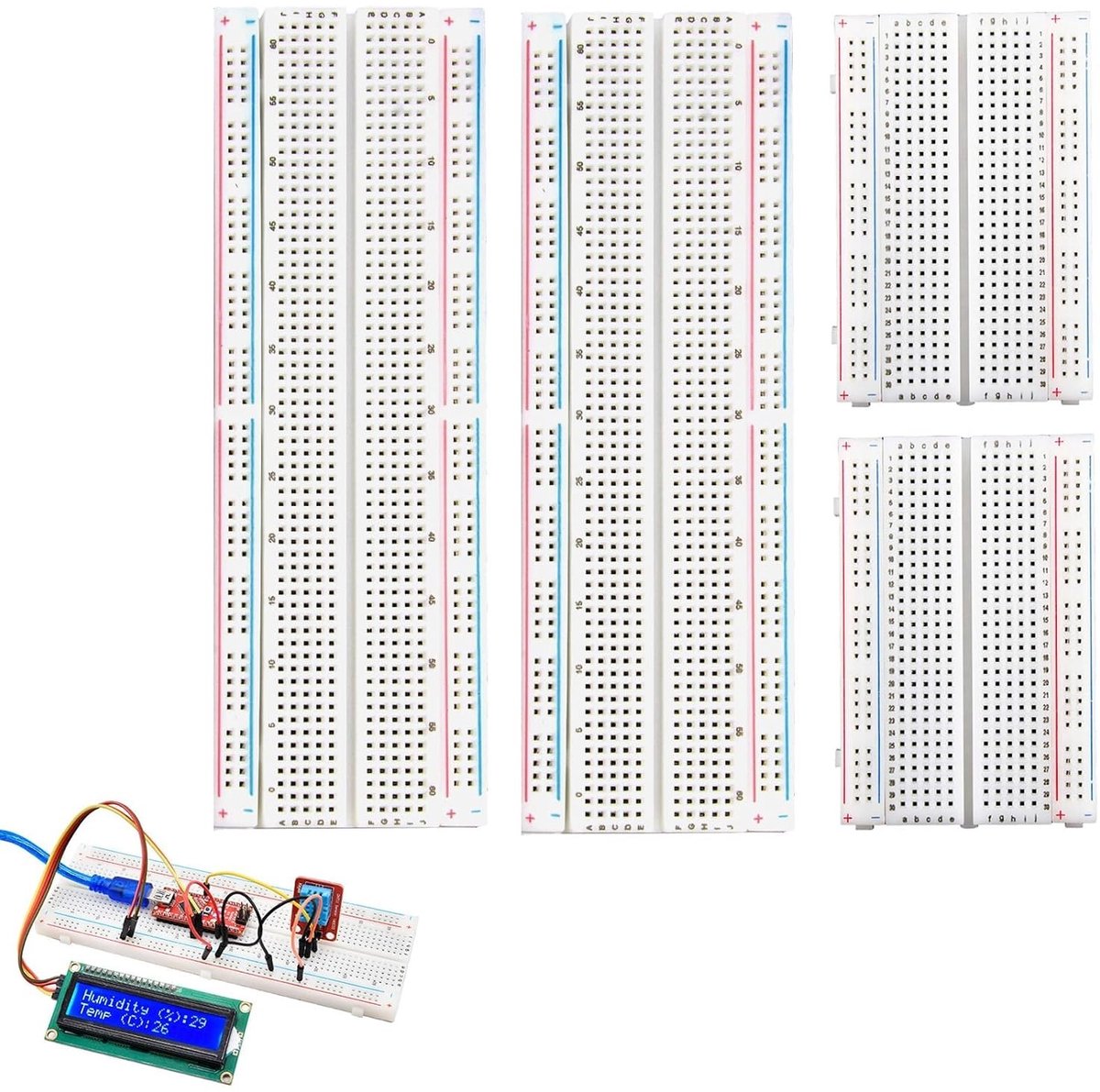 4-delige Breadboard Set voor Prototype Projecten, Solderloze Breadboards met 830 en 400 Punten, Ideaal voor Arduino en Raspberry Pi DIY Projecten