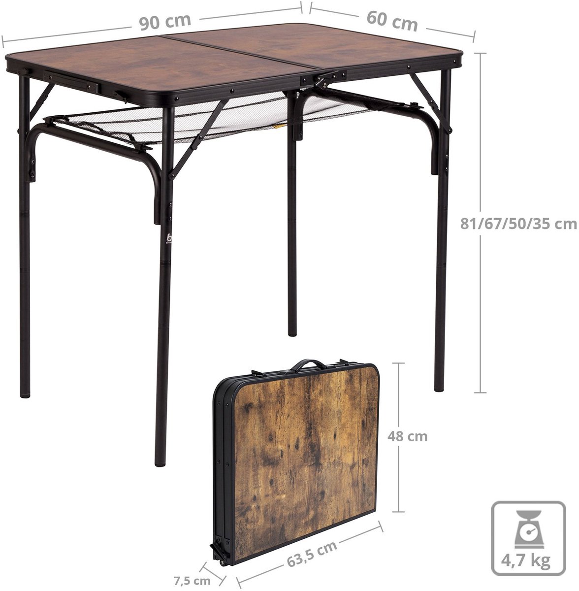 Bo-Camp Industrial - Tafel - Woodbine - 90x60 cm