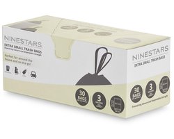 NINESTARS NSTB-3-30 Extra Sterke Witte Vuilniszak met Trekkoord Sluiting, 3 Gal. /12 L., 30 count - ShopVlot