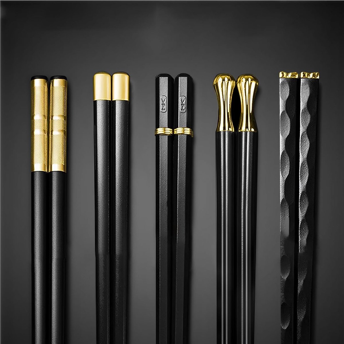 Eetstokjes Set, herbruikbare Japanse klassieke stijl, Professionele high-end, Donkergroen, licht antislip bestek - ShopVlot