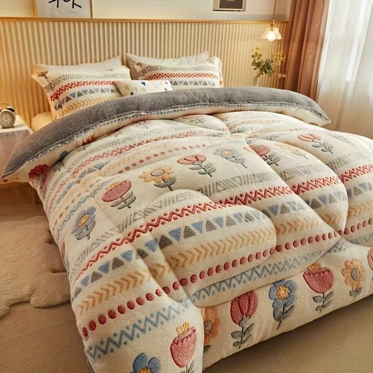 Bohemian Winter Dekbed - Dikke Sneeuw Fleece - Anti-statisch - Tweepersoonsbed - 200x200 cm
