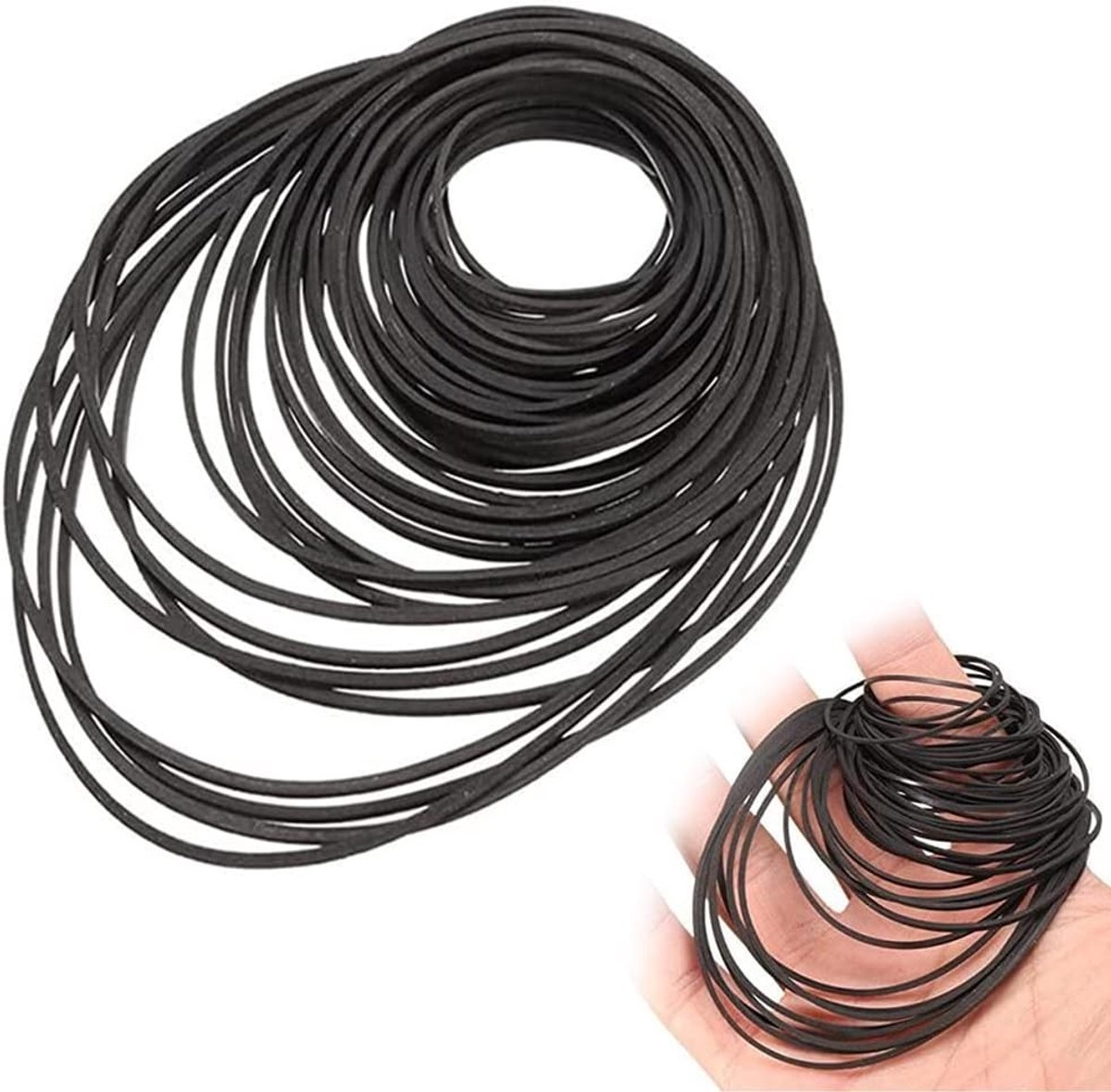 100 Stuks Rubber Strap voor Cassette Recorders en Walkman - Zwart, 1mm x 4.5~13cm, Ideaal voor Reparatie en Vervanging van Audiocomponenten