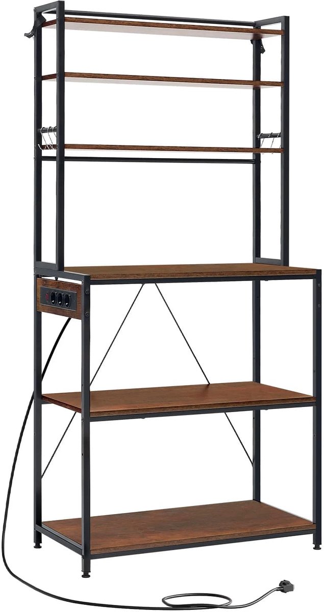 Keukenrek Opbergoplossing Rustic brown maat XL met 6 Niveaus, Grote Capaciteit, Robuust
