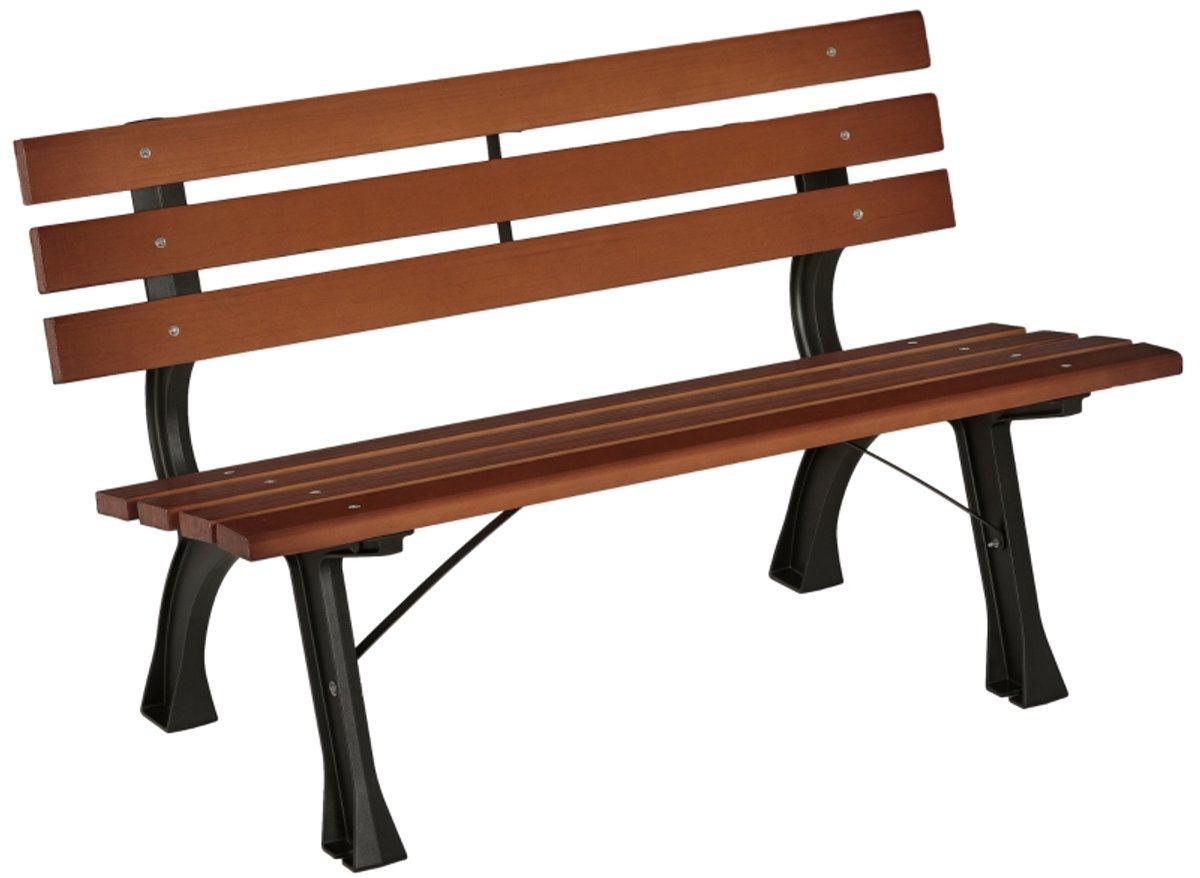 Tuinbank 2-Zits 120x57x70cm Bruin Gietijzeren Frame Houten Lamellen 240kg Draagkracht voor Tuin Terras Balkon