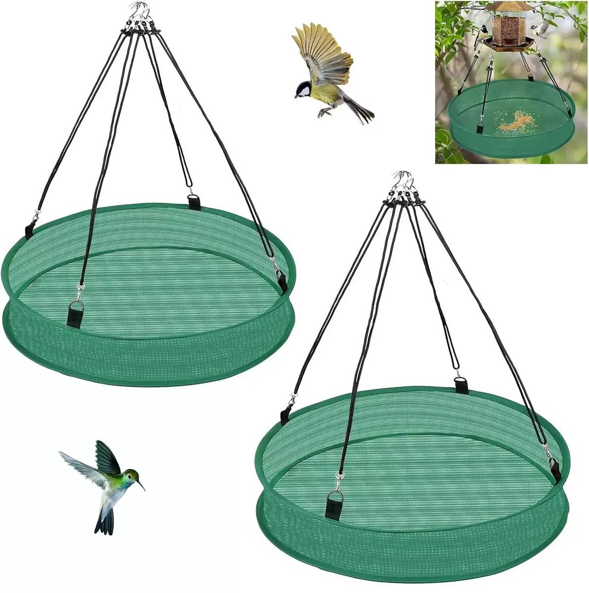 2 stuks ronde vogelvoeder voor buiten, 40 * 10 cm hangende vogelvoeder voor wilde vogels in de tuin, balkonterras, boerderij en buitenshuis
