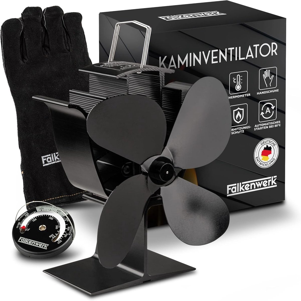 Kachelventilator zonder stroom - Zwart - Voor Kachels - Warmteaangedreven en Stil - Voor Thuisgebruik