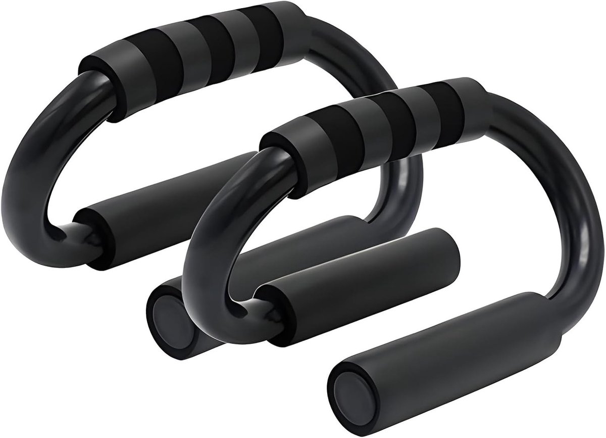 Set van 2 S-vormige push-upgrepen van roestvrij staal voor krachttraining, fitness en calisthenics met antislip handgreep en optimale grip