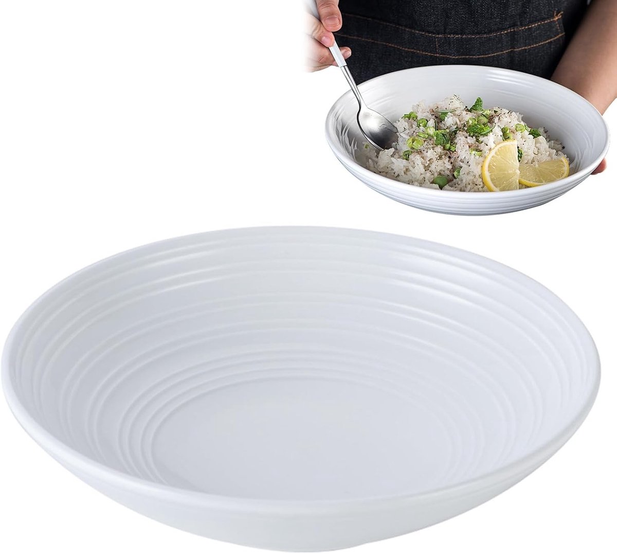 Diepe keramische pastakommen van 22,9 cm voor salade, soep en ontbijtgranen, magnetron- en vaatwasmachinebestendig